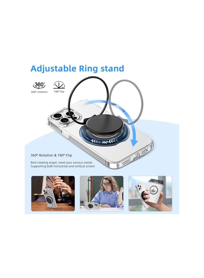 Green Tiger for MagSafe Phone Grip with Popup Comfortable Grip, Collapsible Magnetic Phone Holder with Adjustable Kickstand for iPhone 16/15/14/13/12 Series, Transparent White, Wireless Charging Compatible - Image 3