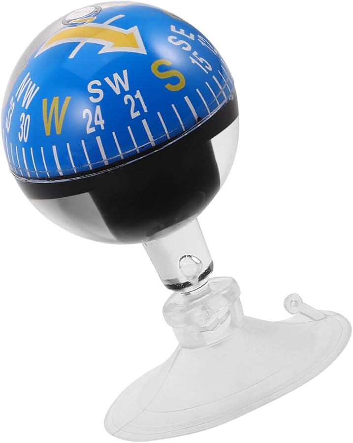 Portable Car Compass Ball with 38mm Plastic Suction Cup for Dashboard Marine Vehicle Motorcycle - Image 1