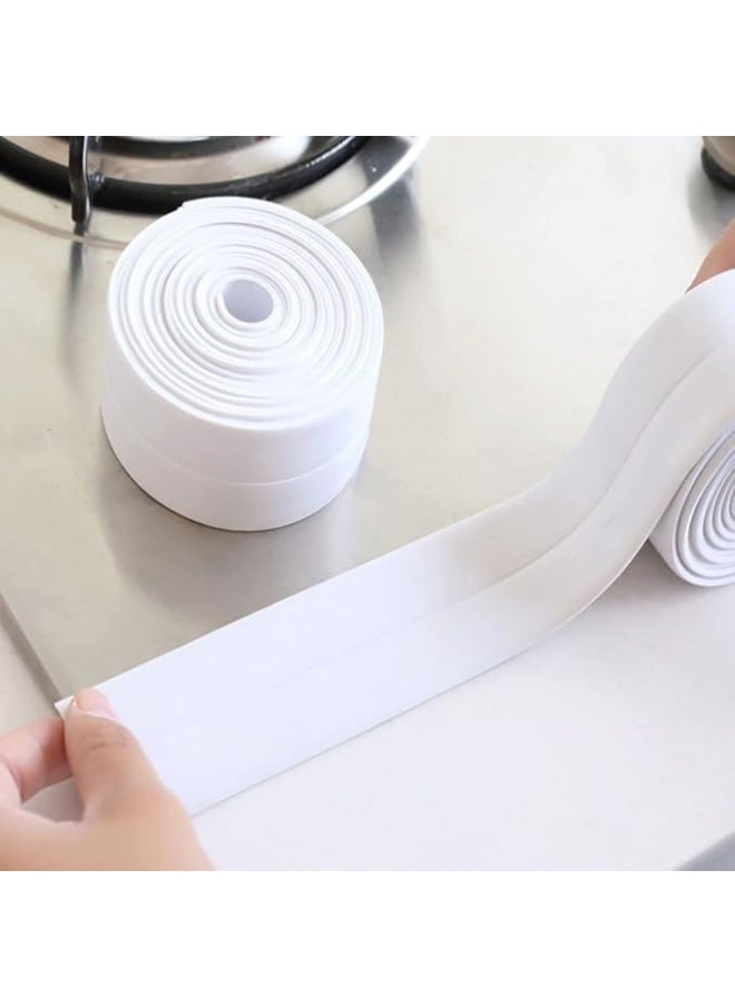Cool Baby 2pcs Tub and Wall Caulk Strip,Kitchen Caulk Tape,Corner Joints Moisture-proof and Mildew-proof Protection Stickers Anti-collision Strips(3.8 cm X 3.2 Meters) / PC,White  - Image 5
