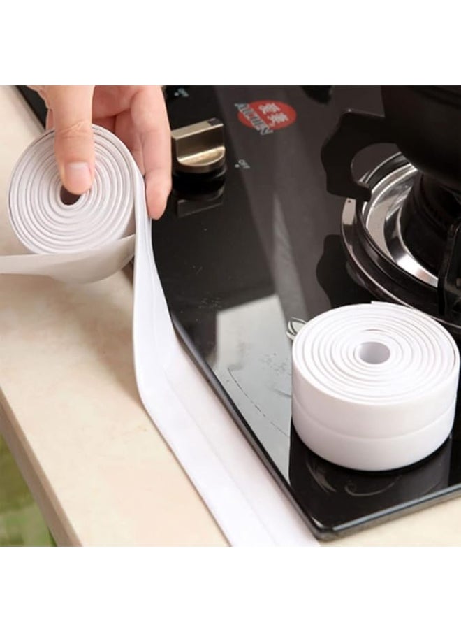 Cool Baby 2pcs Tub and Wall Caulk Strip,Kitchen Caulk Tape,Corner Joints Moisture-proof and Mildew-proof Protection Stickers Anti-collision Strips(3.8 cm X 3.2 Meters) / PC,White  - Image 4