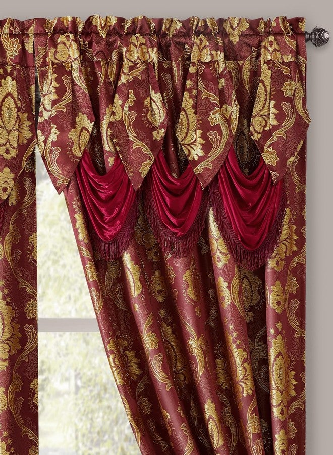 HOMEIDEAS Burgundy Paisley Jacquard Curtains, Victorian Luxury Window Curtains 2 Panels Set with Attached Valance and Sheer Backing, Fancy Drapes for Bedroom & Living Room, 52x84 Inches - Image 4
