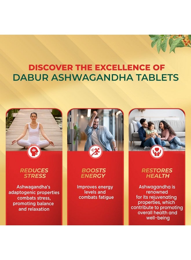 Dabur Ashwagandha Tablets - 60 tabs | General Wellness Tablets | Stress Relief | Rich in Antioxidants | Immunity Booster | Rich in Antioxidants | Rejuvenates Body - Image 3