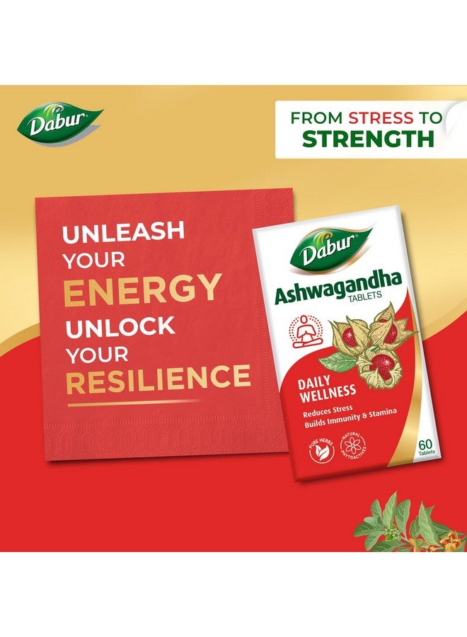 Dabur Ashwagandha Tablets - 60 tabs | General Wellness Tablets | Stress Relief | Rich in Antioxidants | Immunity Booster | Rich in Antioxidants | Rejuvenates Body - Image 2