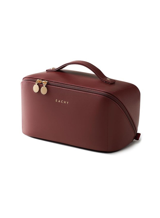 EACHY Travel Makeup Bag,Large Capacity Cosmetic Bags for Women,Portable Pouch Open Flat Toiletry Bag Make up Organizer with Divider and Handle - Image 1