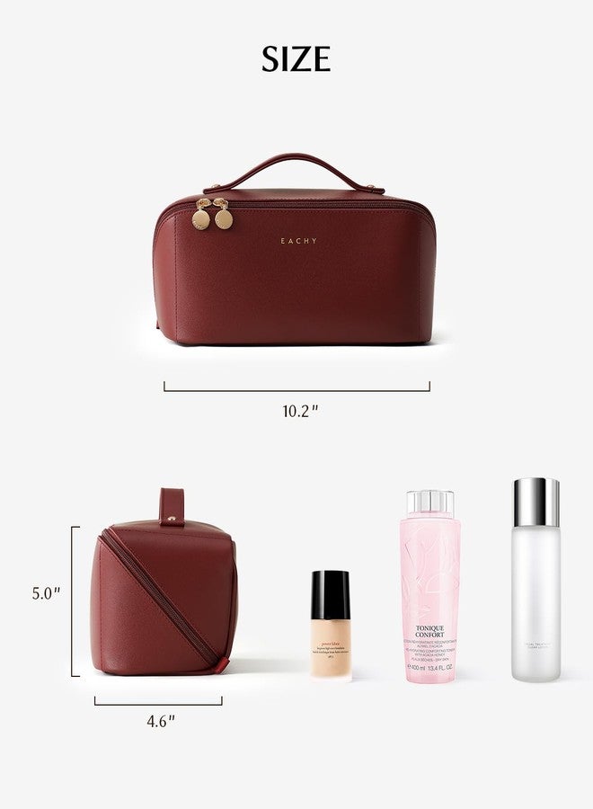 EACHY Travel Makeup Bag,Large Capacity Cosmetic Bags for Women,Portable Pouch Open Flat Toiletry Bag Make up Organizer with Divider and Handle - Image 4