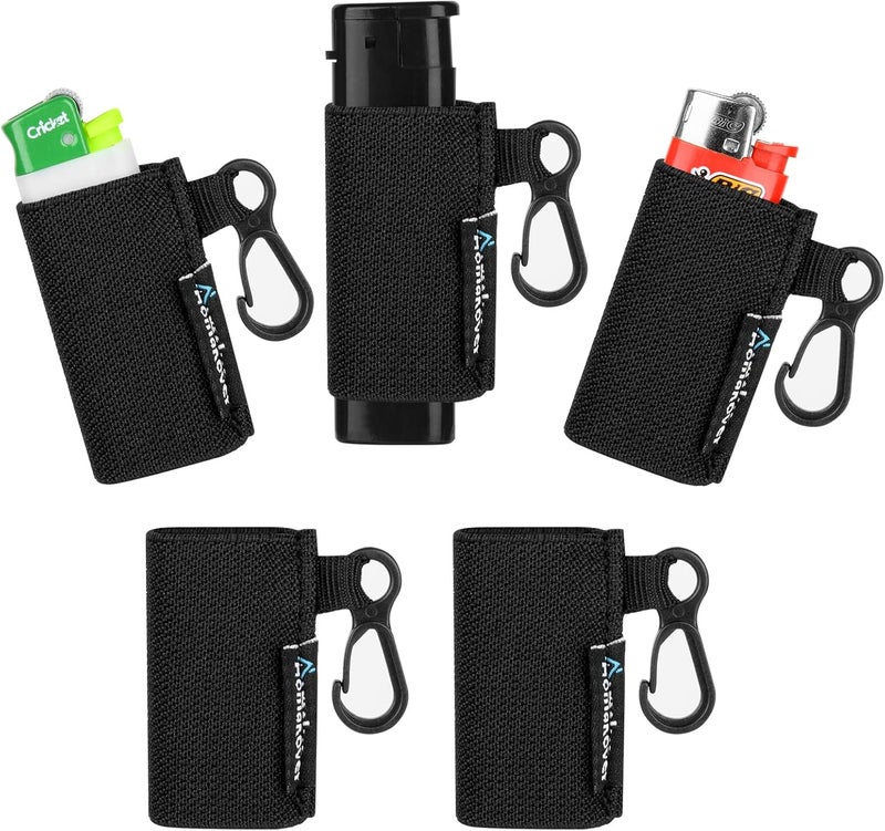 Homakover Pack of 5 Elastic Lighter Holder Keychain with Clip - Image 1