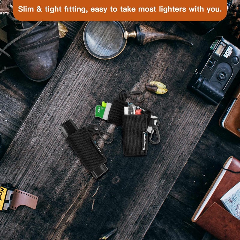 Homakover Pack of 5 Elastic Lighter Holder Keychain with Clip - Image 4