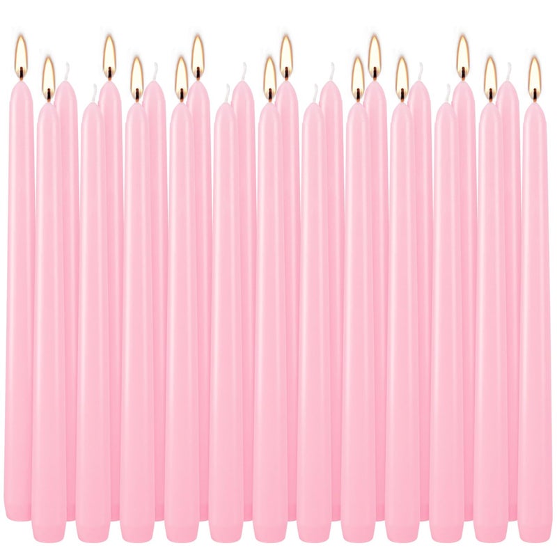 pliadvbu 24 Pack Unscented Pink Taper Candle  10 Inch Tall Candles Stick  Dripless Taper Candle with 8 Hour Burn Time  Deal for Party Wedding Emergency  - Image 2