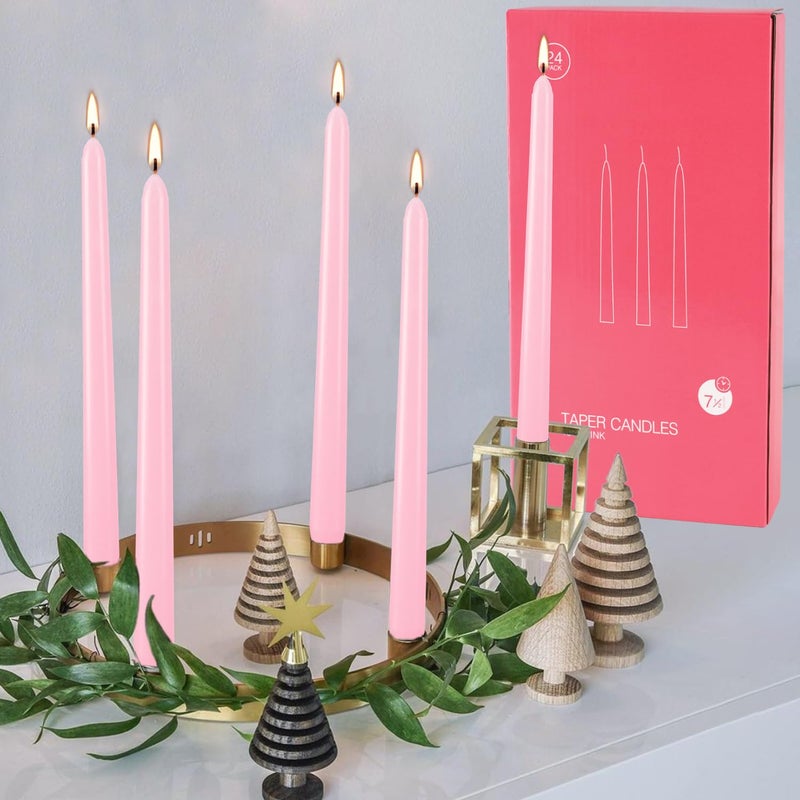 pliadvbu 24 Pack Unscented Pink Taper Candle  10 Inch Tall Candles Stick  Dripless Taper Candle with 8 Hour Burn Time  Deal for Party Wedding Emergency  - Image 5