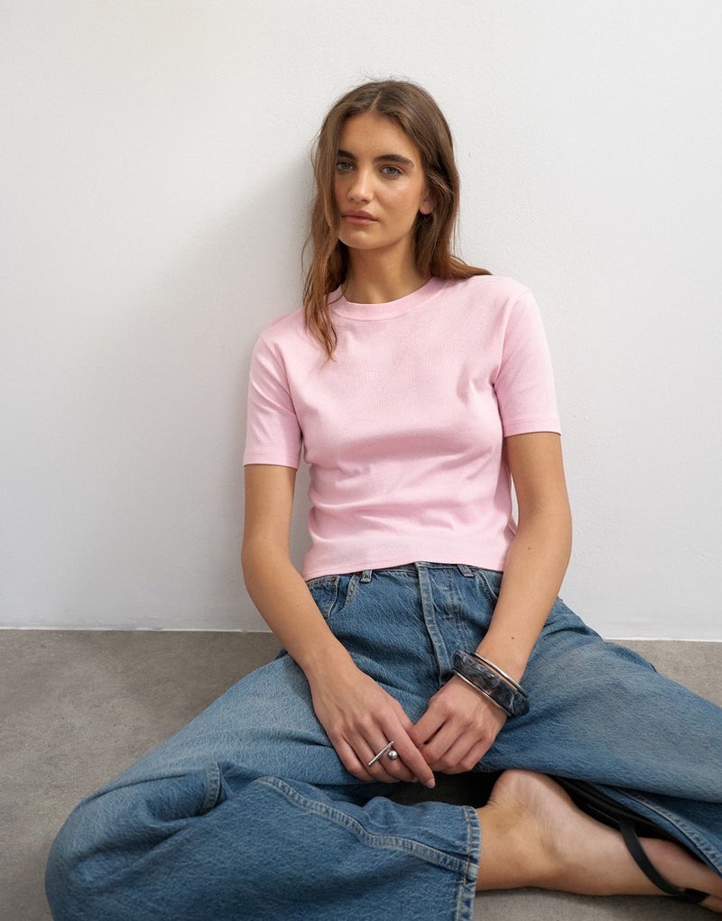 TOPSHOP Knitted Crop T-shirt - Image 1