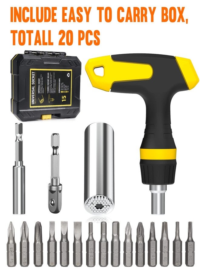 HANPURE Stocking Stuffers for Men Gifts for Men Cool Stuff Magnetic Ratchet Screwdriver Set with Power Drill Adapter Dad Gifts, Super Universal Socket Grip Gadgets for Men Women Dad Husband Boyfriend - Image 2