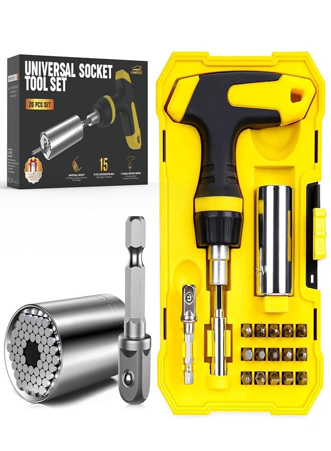 HANPURE Stocking Stuffers for Men Gifts for Men Cool Stuff Magnetic Ratchet Screwdriver Set with Power Drill Adapter Dad Gifts, Super Universal Socket Grip Gadgets for Men Women Dad Husband Boyfriend - Image 1