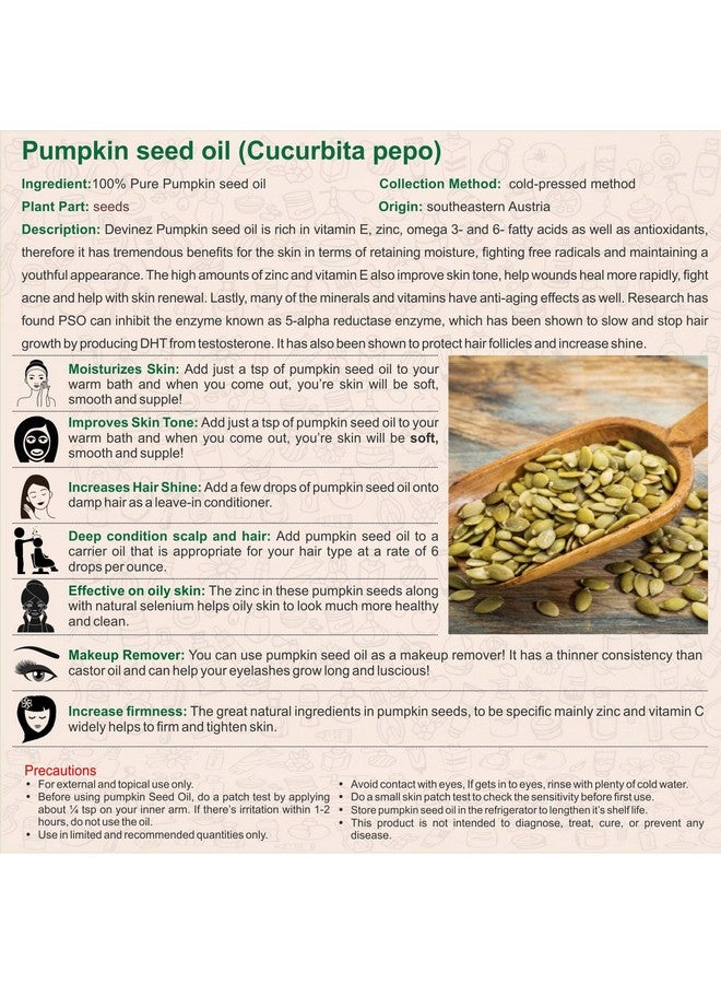 ديفينيز زيت بذور اليقطين البارد 110 مل × 2 (عبوة من 2) - زيت طبيعي نقي 100%، غير مخفف، للعناية بالرموش والحواجب والشعر والبشرة، درجة علاجية (زيت الكادو) - Image 5