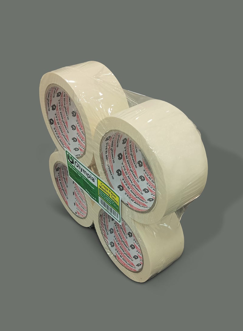 أوليمبيا أشرطة لاصقة من ورق الكريب مقاس 2 بوصة (48 مم) × 30 ياردة (27.43 مترًا) - درجة رسامين ممتازة للمنزل والمكتب ووضع العلامات والتعبئة. عبوة من 4 قطع - Image 2