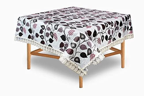 CASANEST Thick PVC Printed Square Table Cover Center Tea Coffee Study Table Cover 4 Seater Size40x40 inch Attractive Multicolour Waterproof Petals Pattern Grey066 printed013 - Image 1