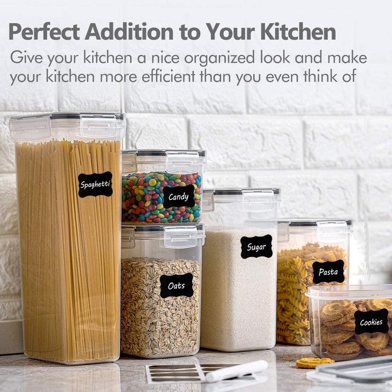 CHEFSTORY Airtight Food Storage Containers with Lids 8 PCS Plastic Storage Containers for Kitchen and Pantry Organization and Storage Dry Food Canisters for Flour Sugar and Cereal - Image 5