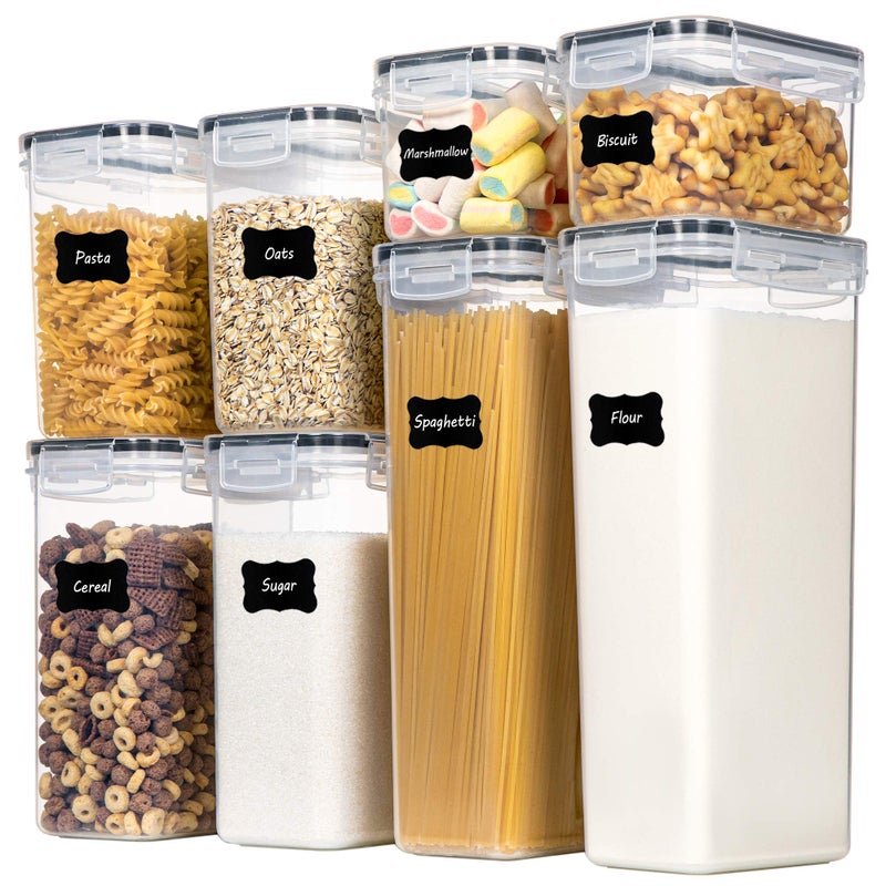 CHEFSTORY Airtight Food Storage Containers with Lids 8 PCS Plastic Storage Containers for Kitchen and Pantry Organization and Storage Dry Food Canisters for Flour Sugar and Cereal - Image 1