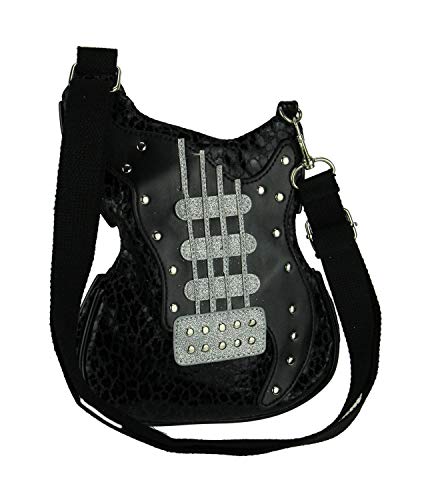 Things2Die4 Superstar Rock Star Electric Guitar Crossbody Purse Black Small - Image 1