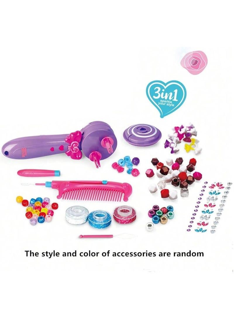 3in1 Fashion Hair Braid, Bead & Twist Styling Kit for Girls, Tween Hair Designer for Ages 4 and Up – Includes Beads, Hair Ties, Comb, Threader & More for your Little Angel - Multicolour