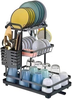 Generic Dish Drying Rack 3 Tiers Detachable Dish Rack and Draining Board Set, Organizer Rack with Utensil Holder  - Image 1