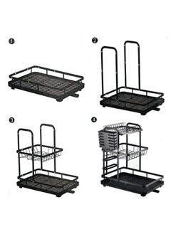 Generic Dish Drying Rack 3 Tiers Detachable Dish Rack and Draining Board Set, Organizer Rack with Utensil Holder  - Image 3