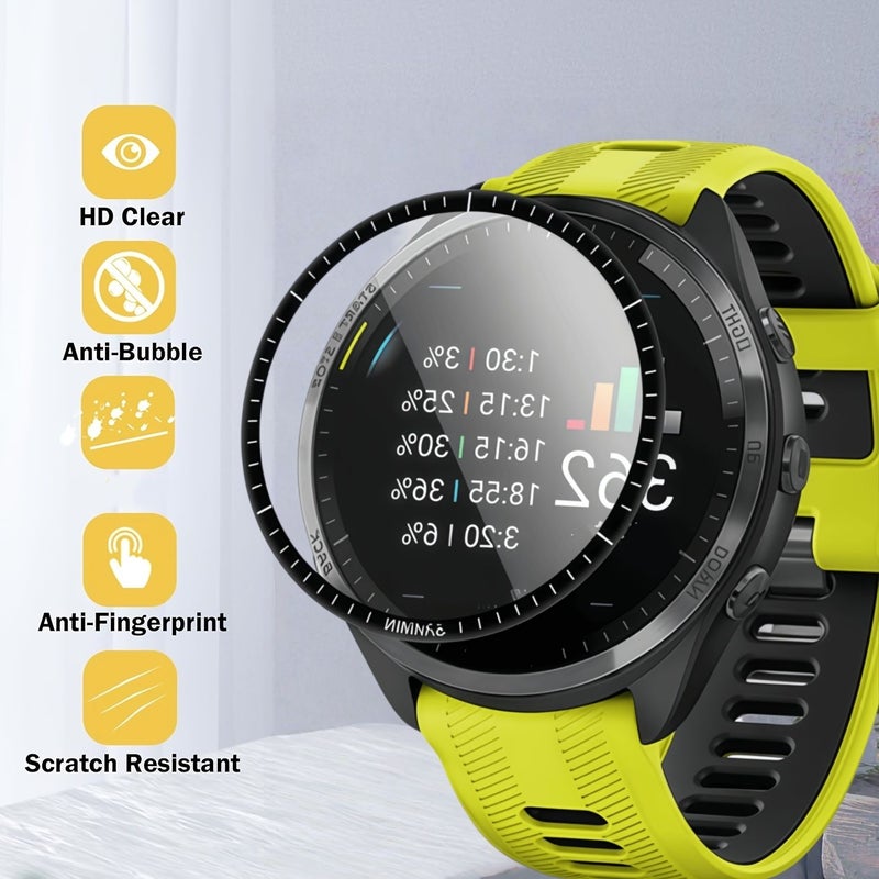 A Set Of 4 Ultra Thin High Definition Flexible PMMA Screen Protectors Scratch Resistant Easy Installation Without Bubbles Full Coverage 3D Curved Edges Compatible With Forerunner 970 570 47mm - Image 2