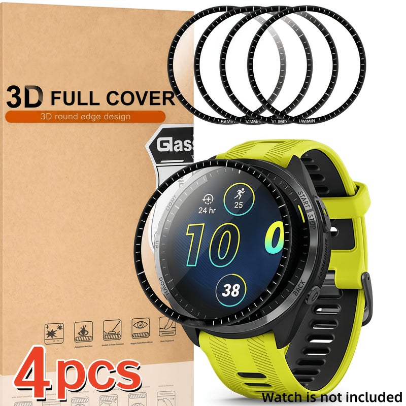 A Set Of 4 Ultra Thin High Definition Flexible PMMA Screen Protectors Scratch Resistant Easy Installation Without Bubbles Full Coverage 3D Curved Edges Compatible With Forerunner 970 570 47mm - Image 1