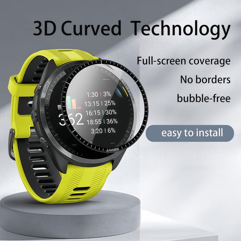 A Set Of 4 Ultra Thin High Definition Flexible PMMA Screen Protectors Scratch Resistant Easy Installation Without Bubbles Full Coverage 3D Curved Edges Compatible With Forerunner 970 570 47mm - Image 3