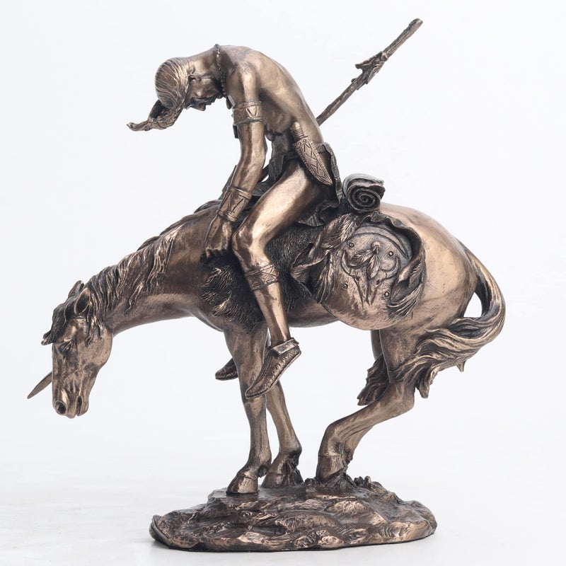 Veronese Design 7 58 Inch The End of Trail Native American Resin Sculpture Cold Cast Bronze Finish - Image 2