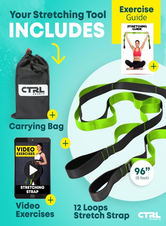 CTRL SPORTS Stretching Strap with Loops - Non Elastic Stretch Band for Physical Therapy, Yoga Strap for Stretching Equipment, Stretch Bands for Exercise and Flexibility - Fascia, Hamstring & Leg Stretcher Belt - Image 2