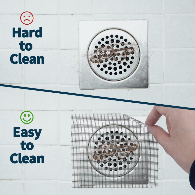 OXDFK 4 Inch x 33 FT Disposable Shower Drain Screen Self-Adhesive Stickers, with Cleaning Shovel, Showers Drain Hair Catcher, Shower Drain Mesh Stickers for Bathroom Kitchen Sink - Image 3