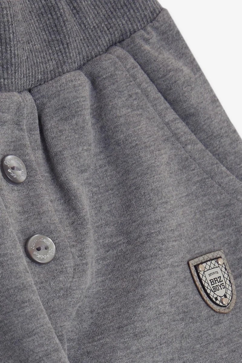 Breeze Girls & Boys Baby Boy Bottom Button Accessory Embroidered Pocket 9 Months-3 Years, Dark Gray Melange