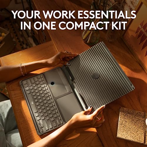 Logitech Casa Pop-Up Desk with Laptop Stand, Wireless Keyboard & Touchpad, Bluetooth, USB C Charging, for Laptop/MacBook (10” to 17”),Windows, macOS, ChromeOS - Classic Chic, Green/Black - Image 3