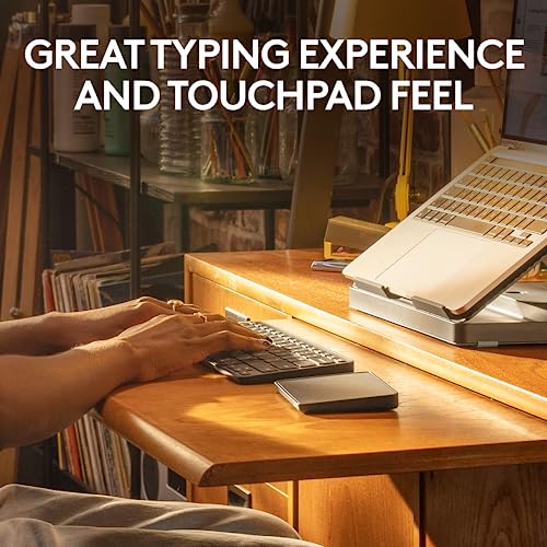 Logitech Casa Pop-Up Desk with Laptop Stand, Wireless Keyboard & Touchpad, Bluetooth, USB C Charging, for Laptop/MacBook (10” to 17”),Windows, macOS, ChromeOS - Classic Chic, Green/Black - Image 5