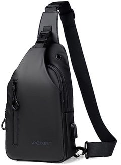 WEIXIER Casual Chest Bag, Ultralight Sling Bag, Business Shoulder Bag with USB Charging Port for Men, Shoulder Bag, Outdoor Sports, Hiking, Cycling, Travel, Waterproof Polyester  - Image 1