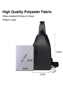 WEIXIER Casual Chest Bag, Ultralight Sling Bag, Business Shoulder Bag with USB Charging Port for Men, Shoulder Bag, Outdoor Sports, Hiking, Cycling, Travel, Waterproof Polyester  - Image 2