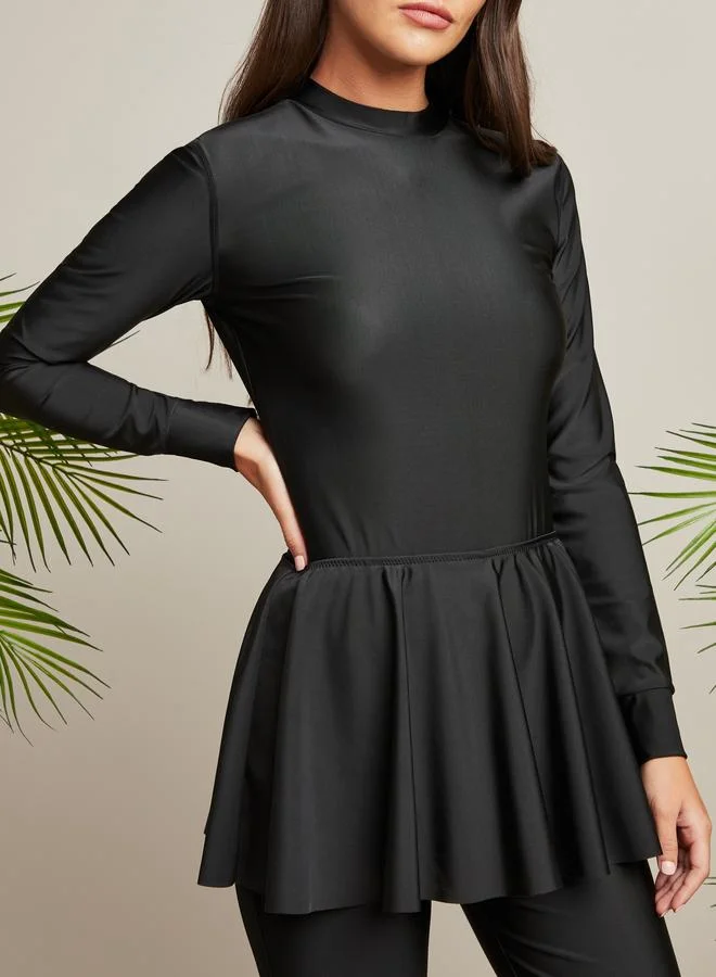 Closet Closet Ruffle Hem Burkini Black