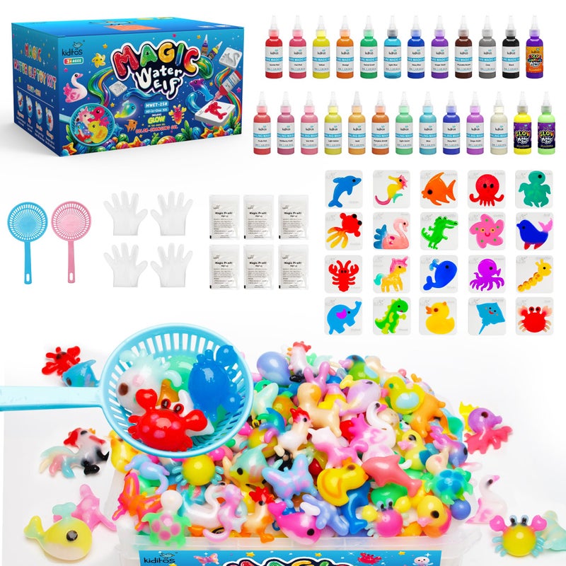 Kiditos Magic Water Elf Toy KitSquishies for Kids 25 Gels 20 Molds Magic Gel Water Pets Sensory Toy Fun DIY Craft Kit Party Favors Birthday Christmas Gifts for Kids Ages 3 - Image 2