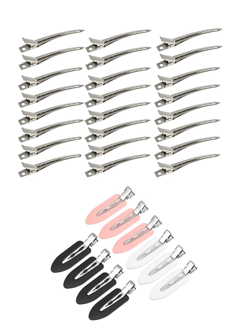 لوكي مجموعة مشابك منقار البط 34 قطعة ، 24 مشابك تقطيع التمساح المعدنية و 10 مشابك شعر بدون انبعاجات ، أدوات تصفيف الصالون والمنزل - Image 1