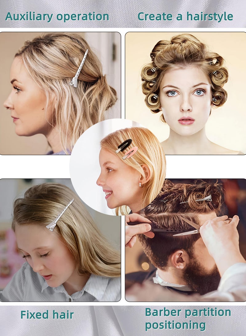 لوكي مجموعة مشابك منقار البط 34 قطعة ، 24 مشابك تقطيع التمساح المعدنية و 10 مشابك شعر بدون انبعاجات ، أدوات تصفيف الصالون والمنزل - Image 3