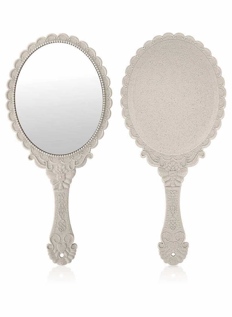 Y&D 2Pcs Handheld Mirror with Handle, Makeup Compact Hand Mirrors for Women Travel Small Vintage Purse - Image 1