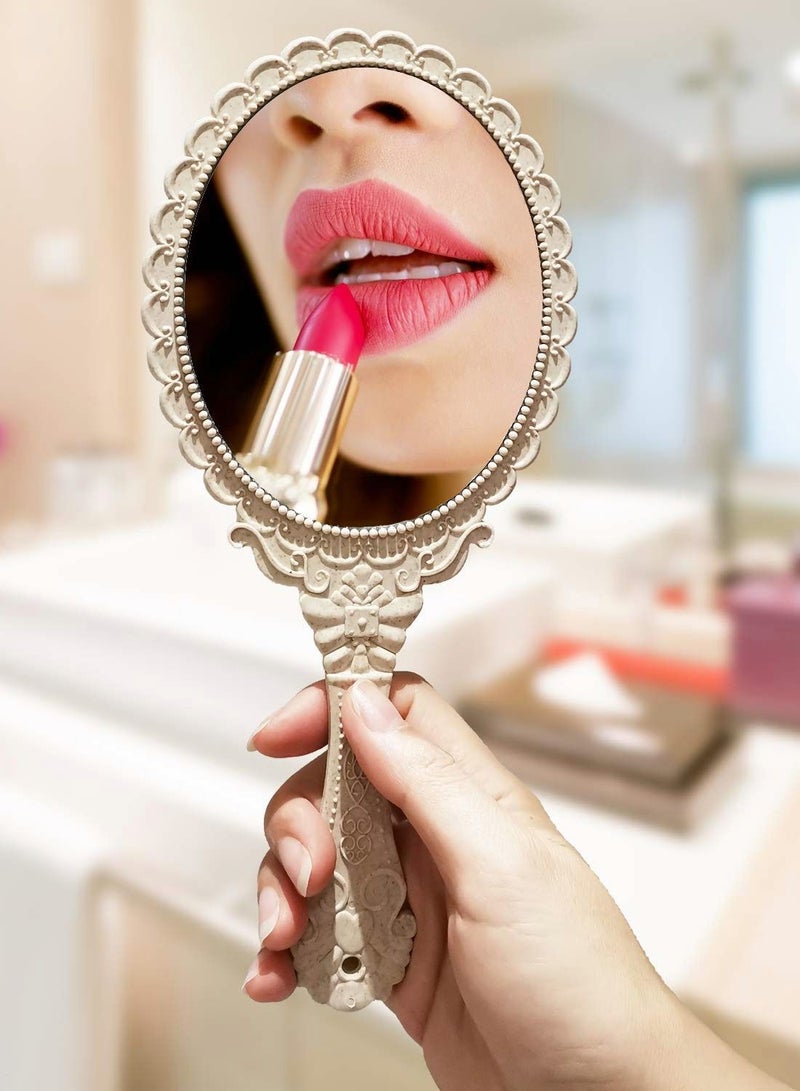 Y&D 2Pcs Handheld Mirror with Handle, Makeup Compact Hand Mirrors for Women Travel Small Vintage Purse - Image 3