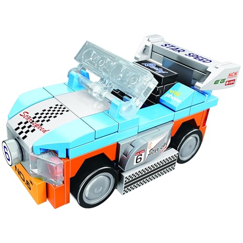 ThinkerPlace STEM F1 Racing Car Building Blocks Set (99 Pcs) | DIY Formula Car Toy for Kids 6+ Years (Boys & Girls) | Pull Back Racing Toy | Creativity & Engineering Skills Development | Blue & Orange - Image 3