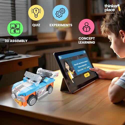 ThinkerPlace STEM F1 Racing Car Building Blocks Set (99 Pcs) | DIY Formula Car Toy for Kids 6+ Years (Boys & Girls) | Pull Back Racing Toy | Creativity & Engineering Skills Development | Blue & Orange - Image 4