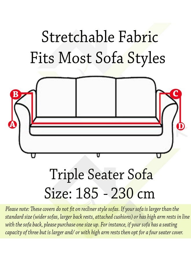 هاوس أوف كويرك غطاء أريكة ثلاثي المقاعد من House of Quirk، غطاء مرن كبير للأريكة، غطاء أريكة مرن قابل للتمدد (لون الأوركيد البيج، 185-230 سم) - Image 4