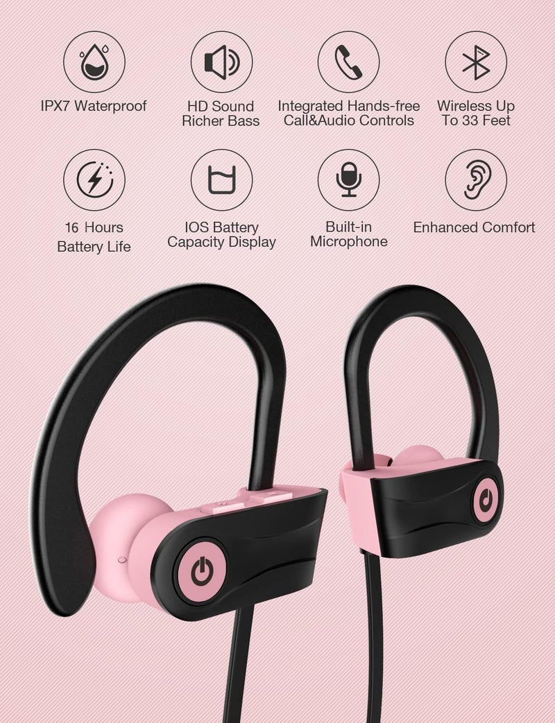 Otium Bluetooth Headphones Wireless Earbuds Headsets Wireless Earbuds Bluetooth Earphones IPX7 Waterproof 15 Hours Playtime Running Sports Workout - Image 2