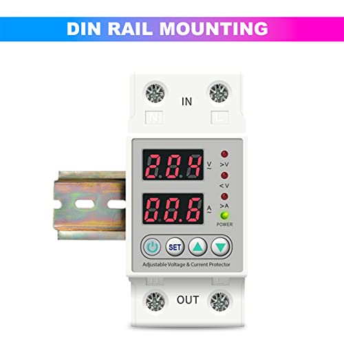 amiciSmart Automatic Over/Under Voltage and Over Load Protection (Adjustable Setting) with Auto Re-connect LED Display Standard Din-Rail Mounted Single Phase 220V, 63A (13.8kW) - Image 4