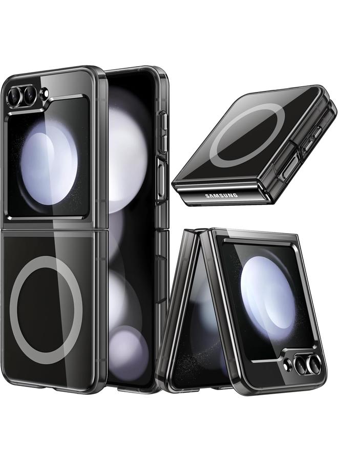 جي تيك جراب مغناطيسي لهاتف Samsung Galaxy Z Flip 5 متوافق مع ملحقات Magsafe، غطاء حماية شفاف صلب من البولي كربونات ومضاد للخدش باللون الأسود - Image 1