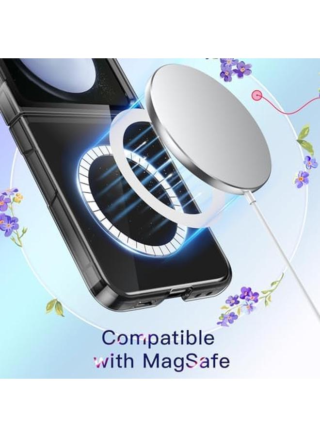 جي تيك جراب مغناطيسي لهاتف Samsung Galaxy Z Flip 5 متوافق مع ملحقات Magsafe، غطاء حماية شفاف صلب من البولي كربونات ومضاد للخدش باللون الأسود - Image 2