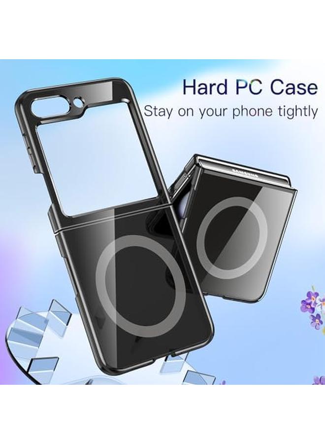 جي تيك جراب مغناطيسي لهاتف Samsung Galaxy Z Flip 5 متوافق مع ملحقات Magsafe، غطاء حماية شفاف صلب من البولي كربونات ومضاد للخدش باللون الأسود - Image 3